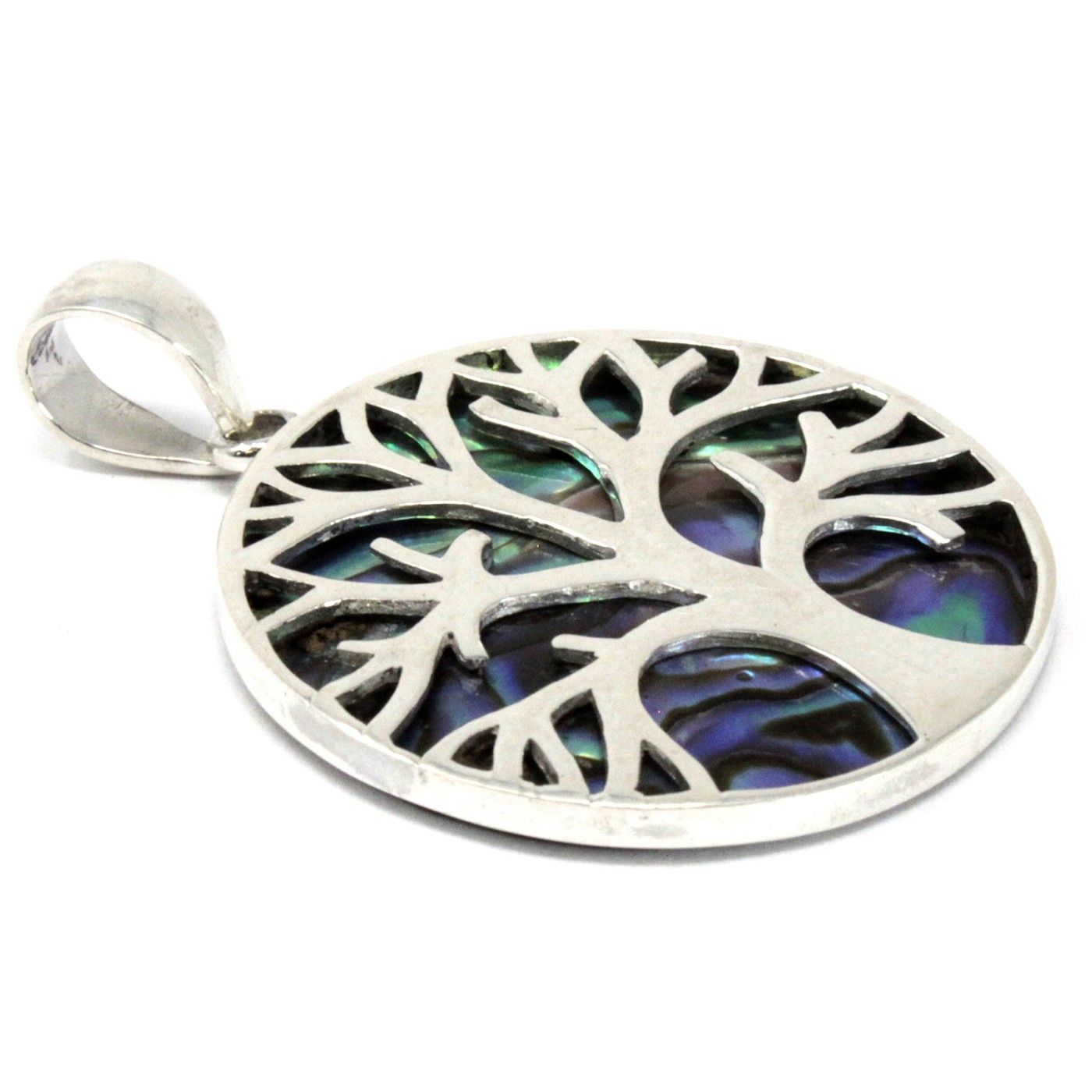 Tree of Life Silver Pendant 30mm - Abalone Jewellery
