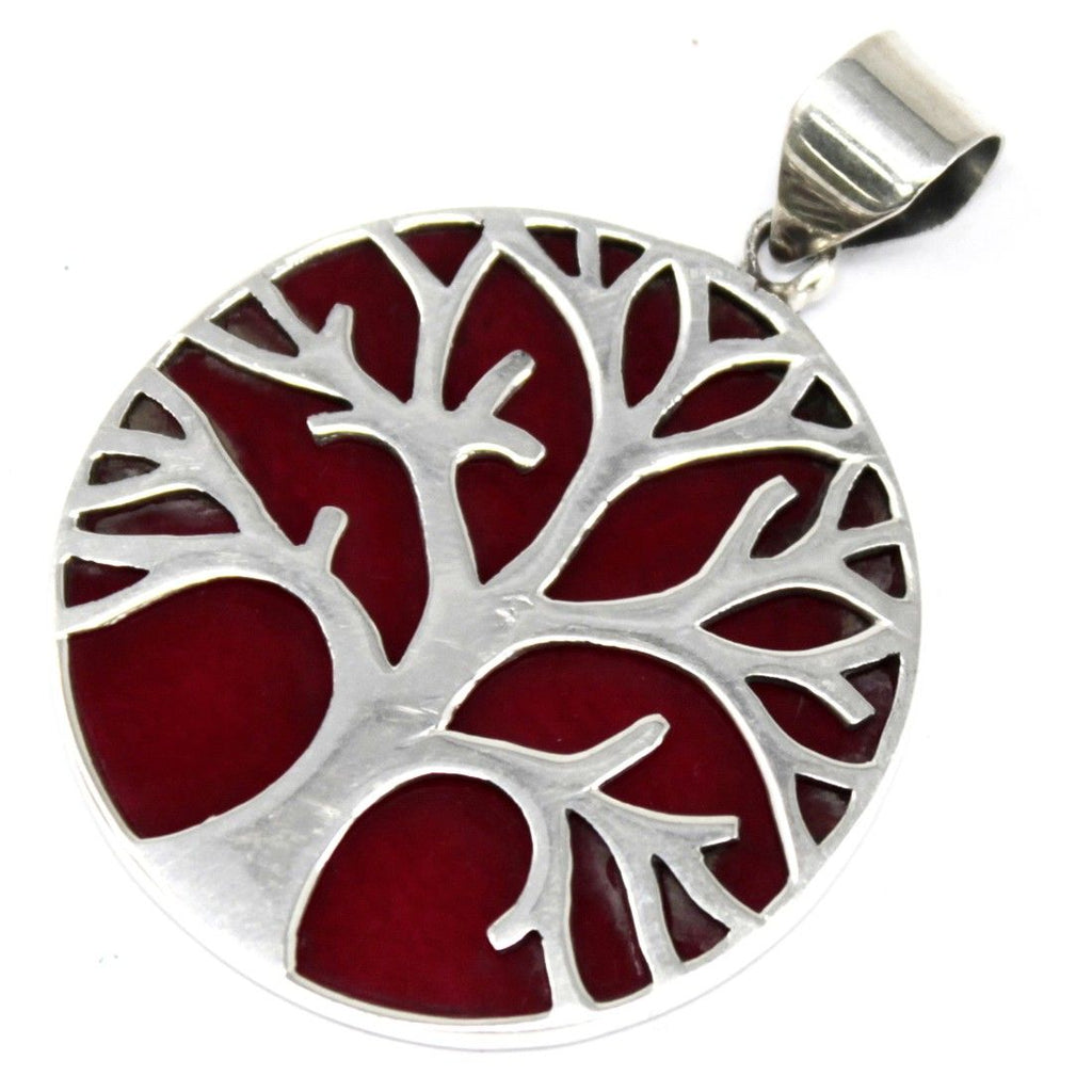 Tree of Life Silver Pendant 30mm - Coral Effect Jewellery