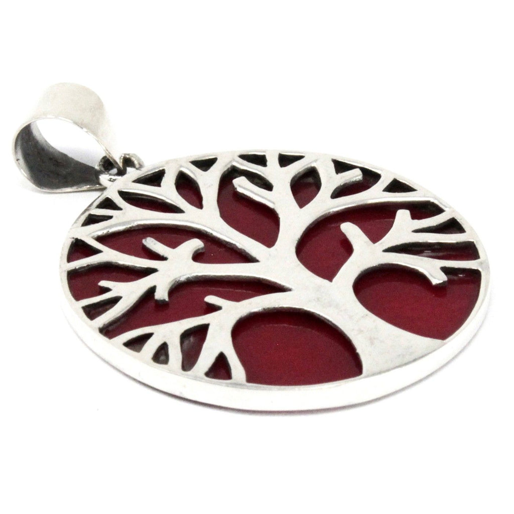 Tree of Life Silver Pendant 30mm - Coral Effect Jewellery