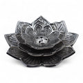 Tri-Flower Lotus Flower Incense Holder Handcrafted Aluminium Holders