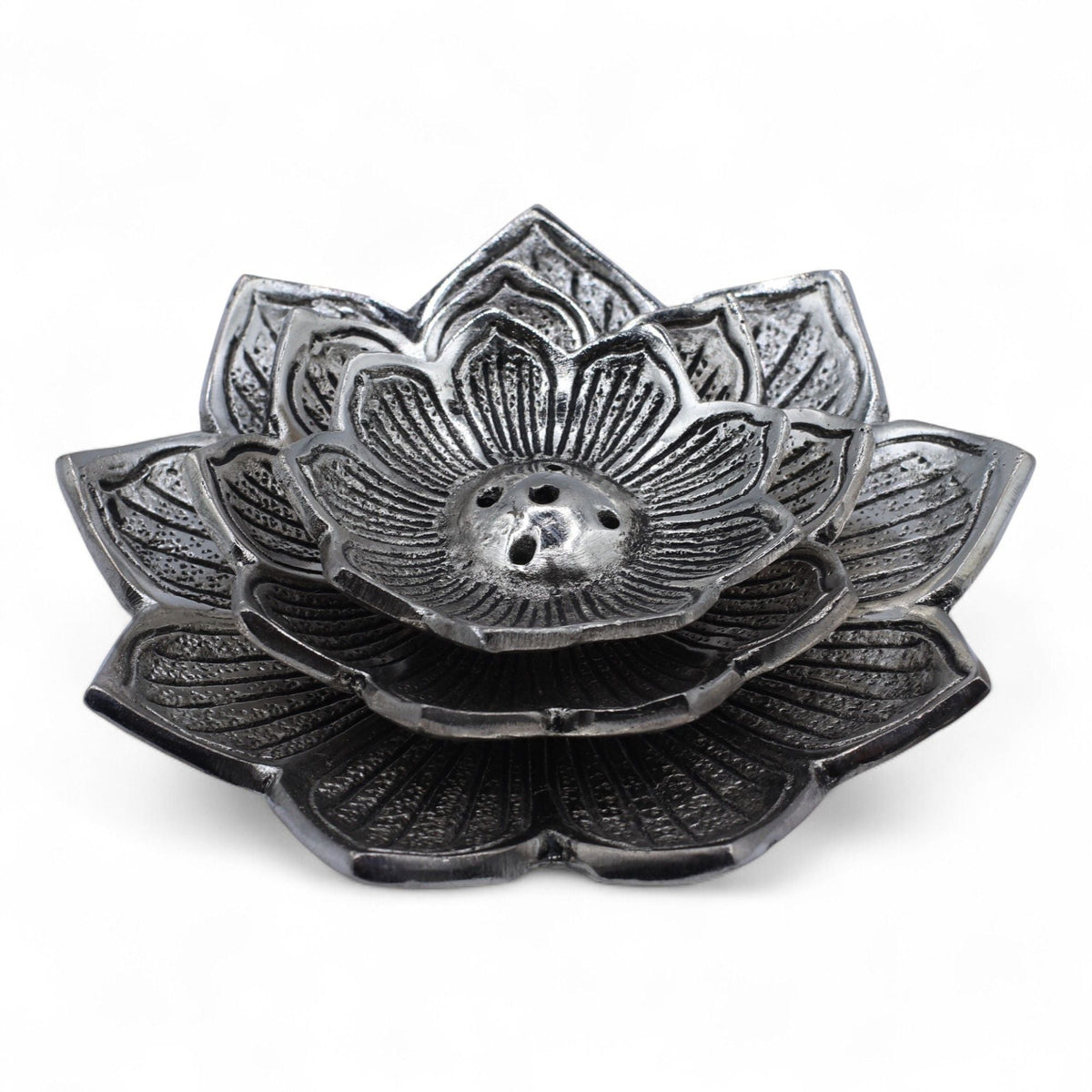 Tri-Flower Lotus Flower Incense Holder Handcrafted Aluminium Holders