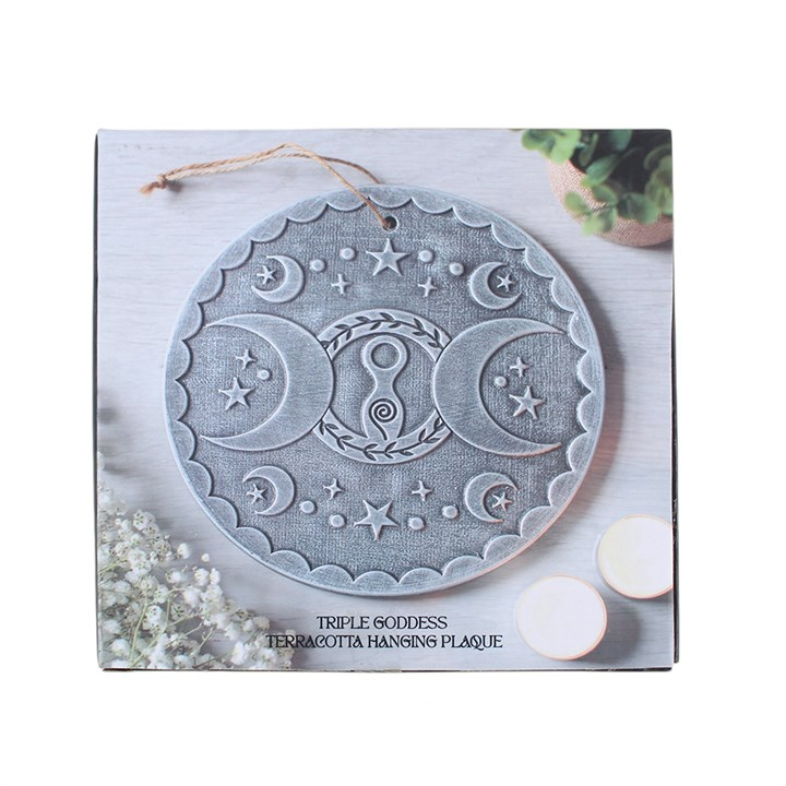 Triple Goddess Silver Effect Terracotta Plaque