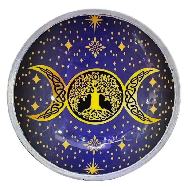 Triple Leg Enamelled Offering Plate - Purple Moon Ritual Bowls and Cauldrons