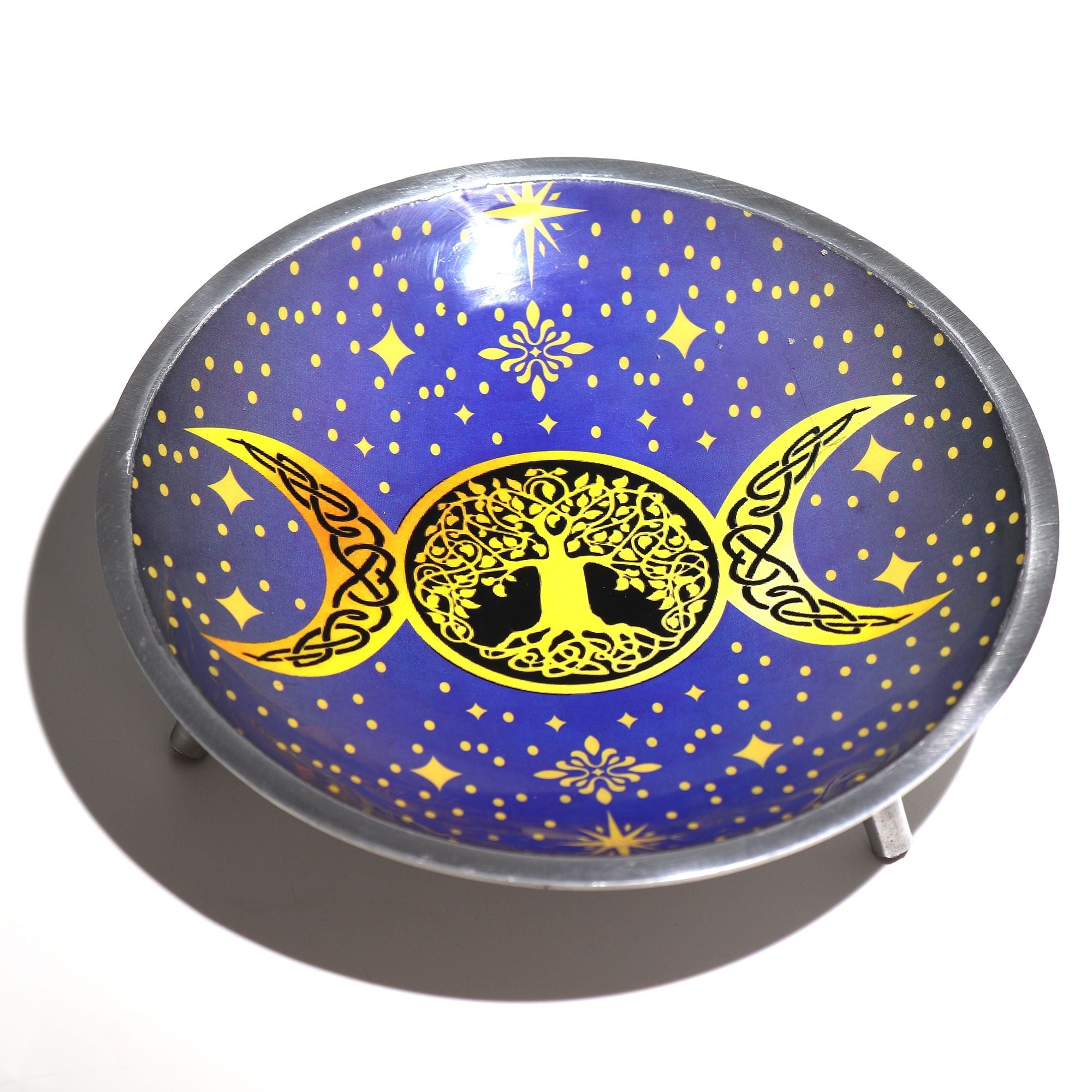 Triple Leg Enamelled Offering Plate - Purple Moon Ritual Bowls and Cauldrons