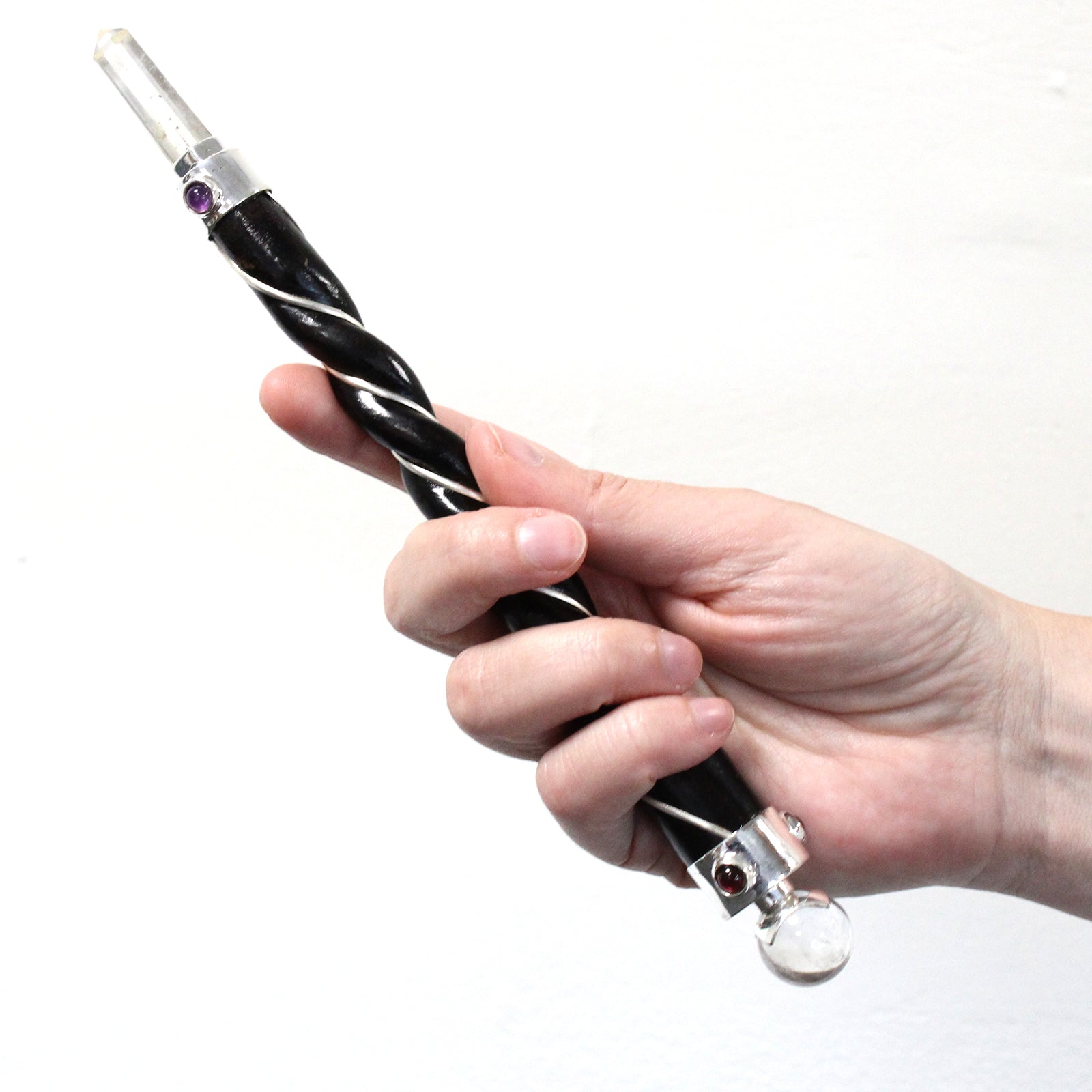 Twisted Healing Wand - Silver Amethyst Sphere From Witch, Please!