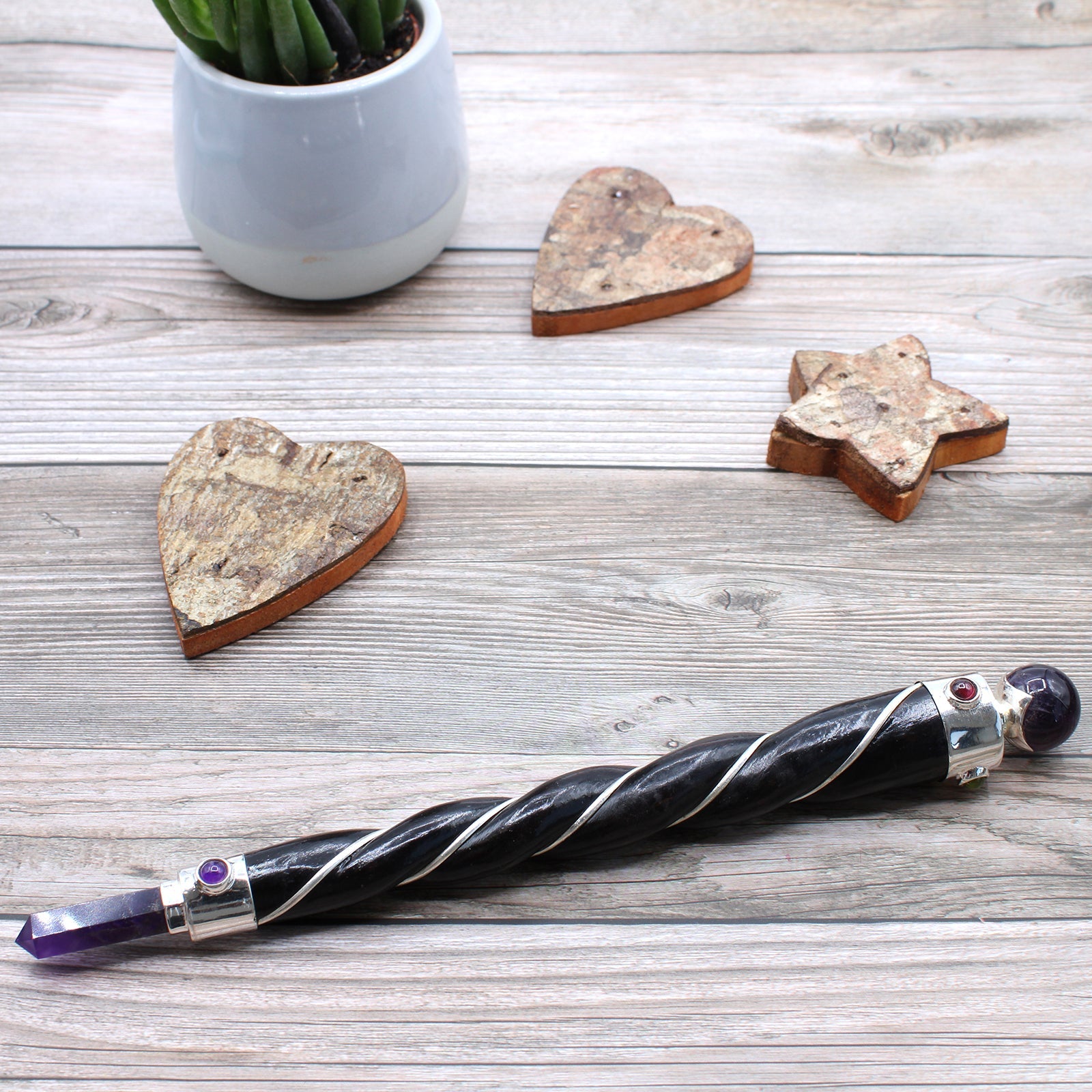 Twisted Healing Wand - Silver Amethyst Sphere From Witch, Please!