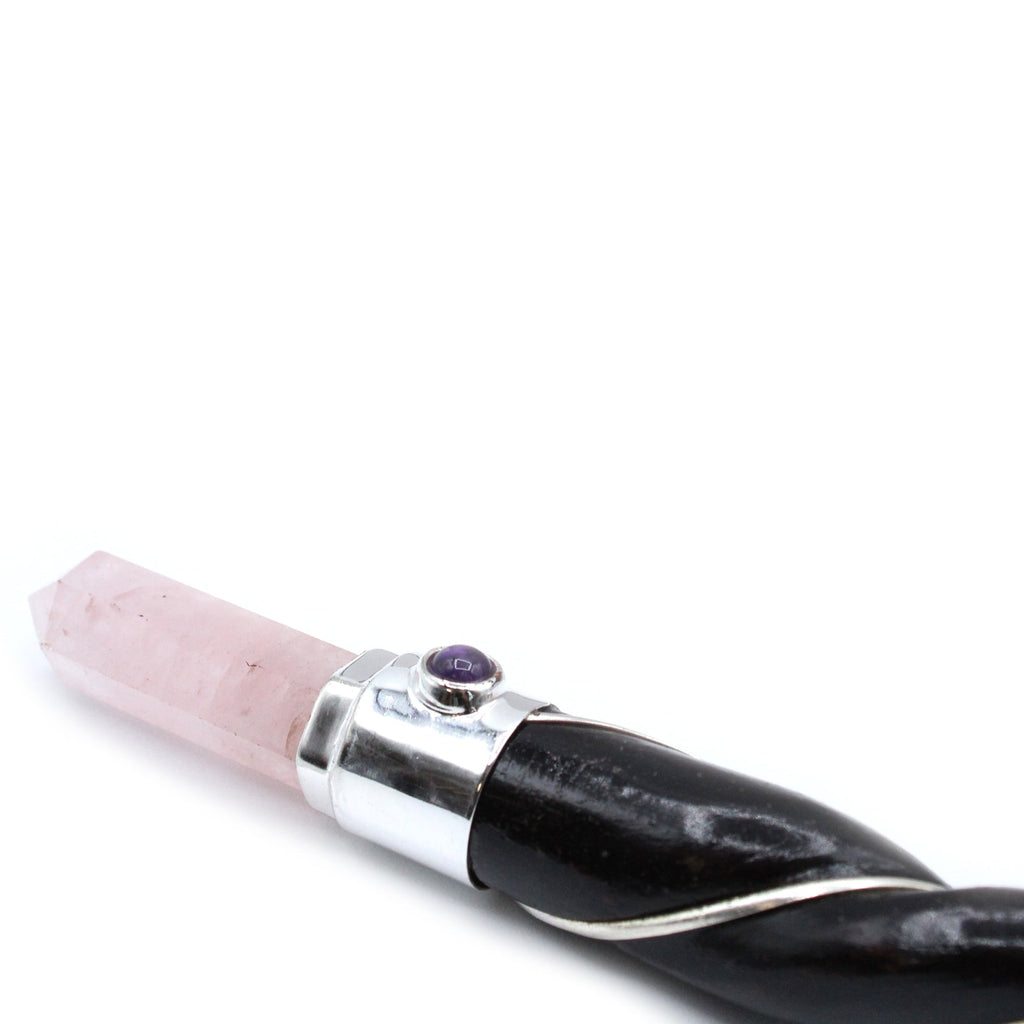Twisted Healing Wand - Silver Rose Quartz Sphere From Witch, Please!