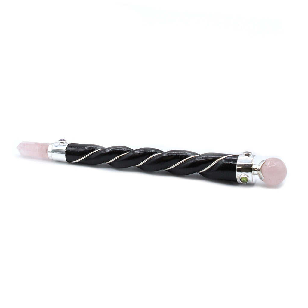 Twisted Healing Wand - Silver Rose Quartz Sphere From Witch, Please!