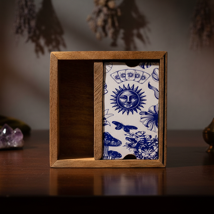 Two Section Tarot Box with Card Holder Storage & Reading Boxes