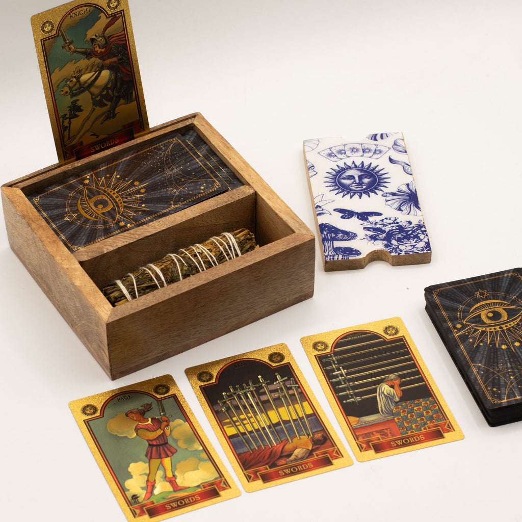 Two Section Tarot Box with Card Holder Storage & Reading Boxes