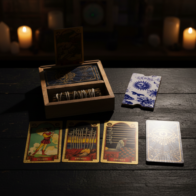 Two Section Tarot Box with Card Holder Storage & Reading Boxes