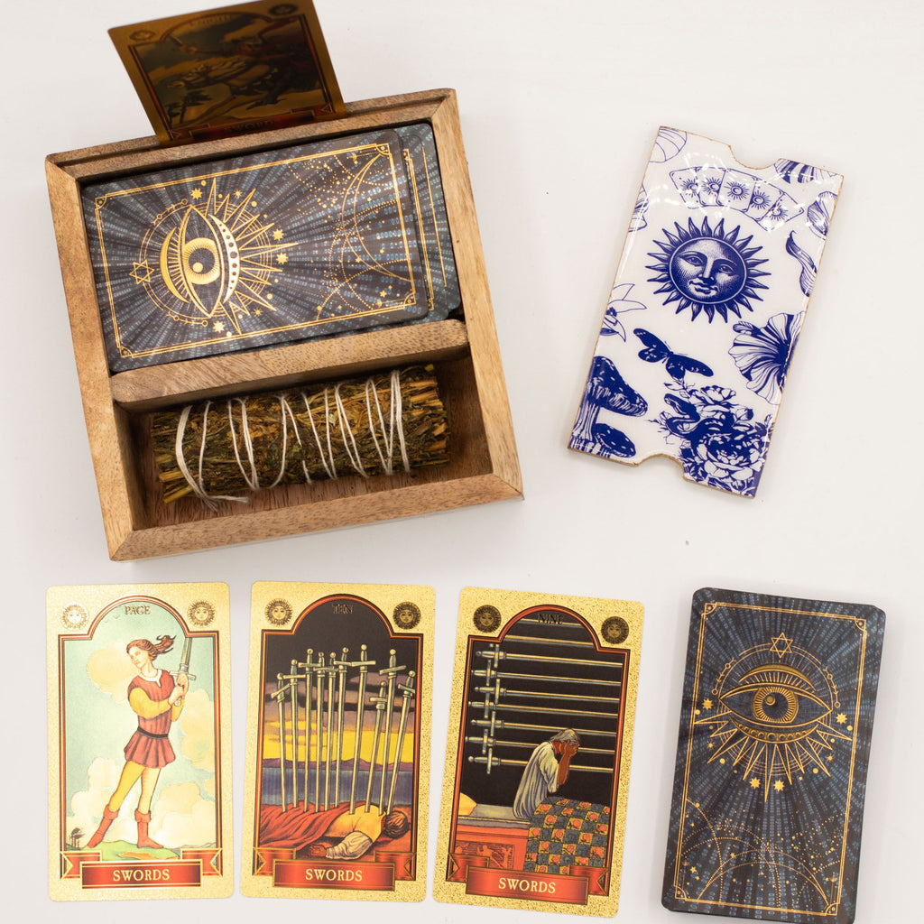 Two Section Tarot Box with Card Holder Storage & Reading Boxes