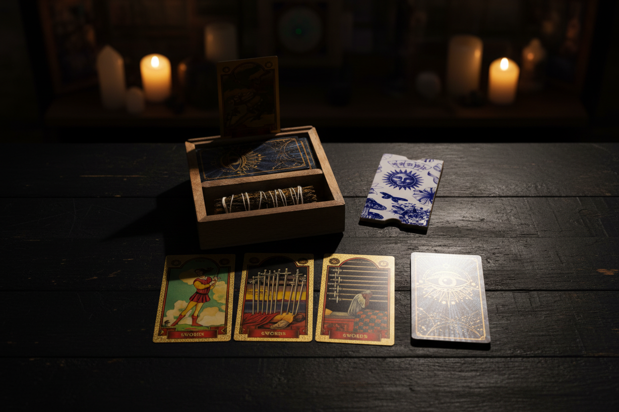 Two Section Tarot Box with Card Holder Storage & Reading Boxes