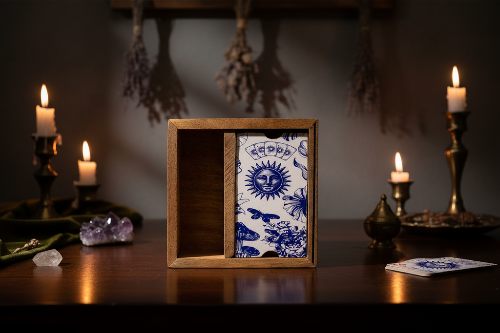 Two Section Tarot Box with Card Holder Storage & Reading Boxes