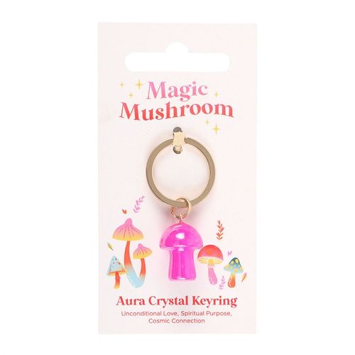 Pink Aura Crystal Mushroom Keyring From Witch, Please!
