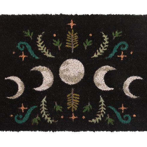 Black Dark Forest Moon Phase Doormat From Witch, Please!