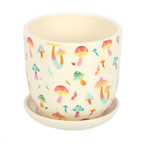 Funky Fungi Mushroom Print Plant Pot with Saucer at Witch, Please!.
