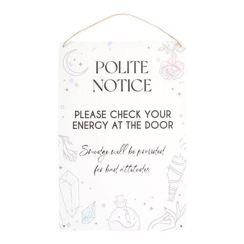 Check Your Energy at the Door Metal Hanging Sign From Witch, Please!