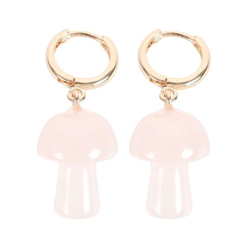 Rose Quartz Crystal Mushroom Earrings From Witch, Please!