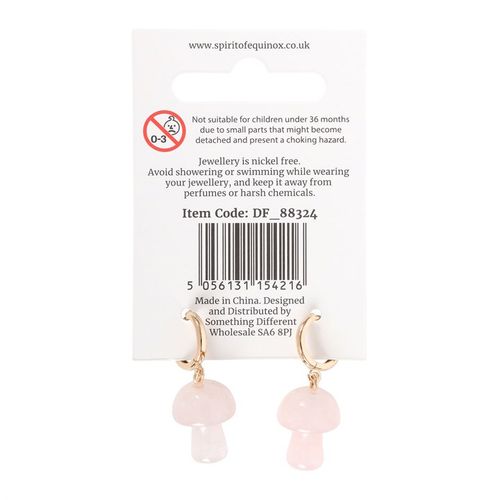Rose Quartz Crystal Mushroom Earrings From Witch, Please!
