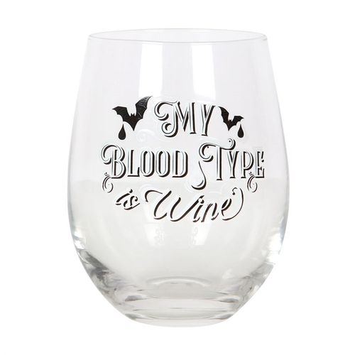 My Blood Type is Wine Stemless Wine Glass From Witch, Please!