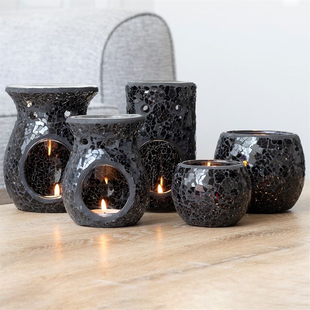Large Black Crackle Glass Candle Holder From Witch, Please!