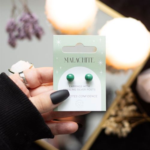 Malachite Semi Precious Crystal Earrings From Witch, Please!