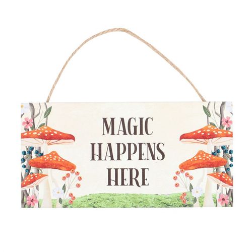 Magic Happens Here Mushroom Hanging Sign From Witch, Please!