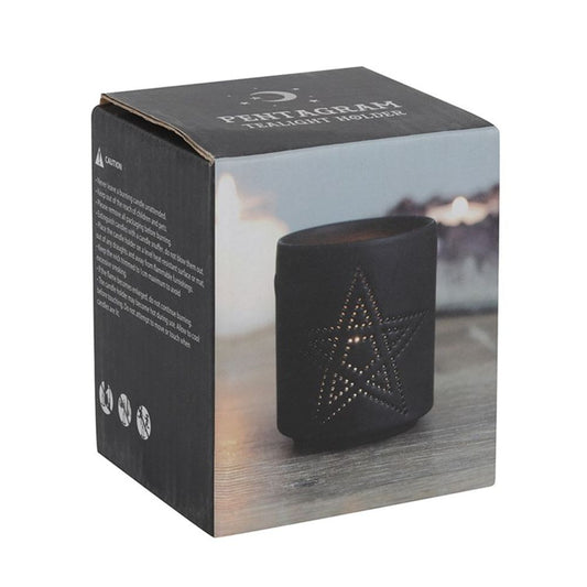 Small Black Pentagram Cut Out Tealight Holder From Witch, Please!