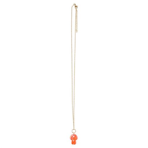 Orange Aura Crystal Mushroom Necklace Greeting Card From Witch, Please!