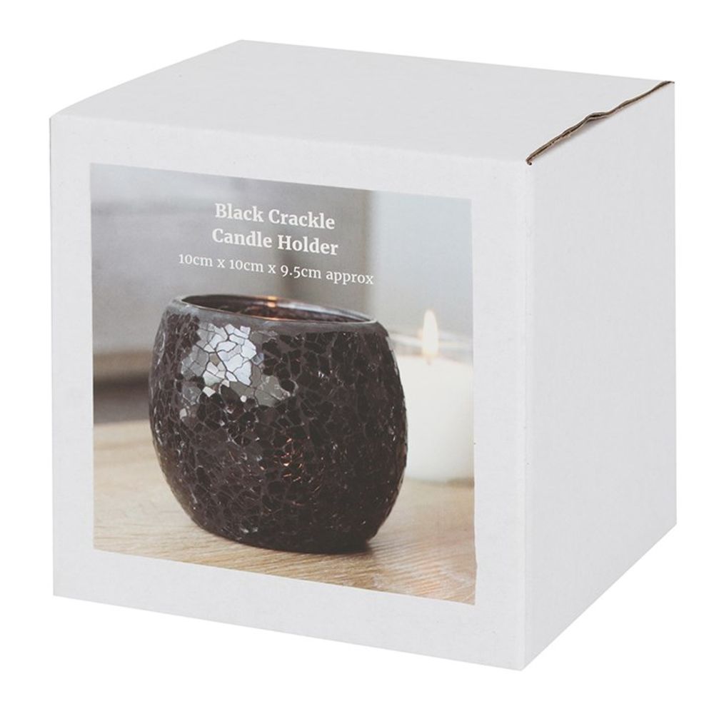 Large Black Crackle Glass Candle Holder From Witch, Please!