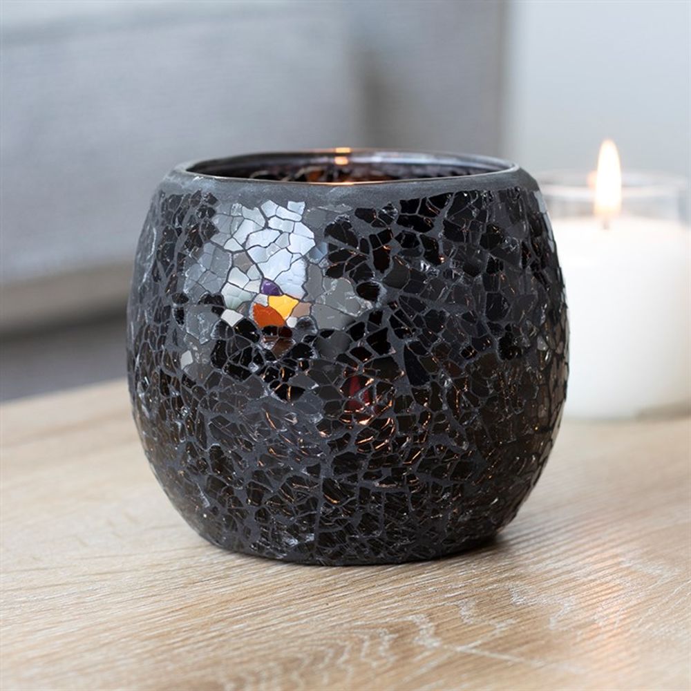 Large Black Crackle Glass Candle Holder From Witch, Please!