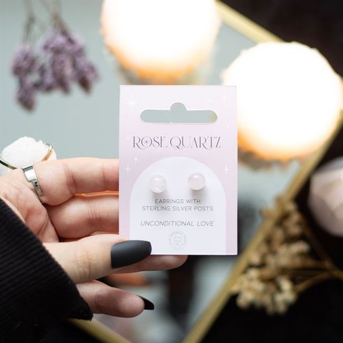 Rose Quartz Semi Precious Crystal Earrings From Witch, Please!