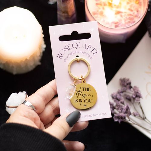 The Magic Is In You Rose Quartz Crystal Keyring From Witch, Please!