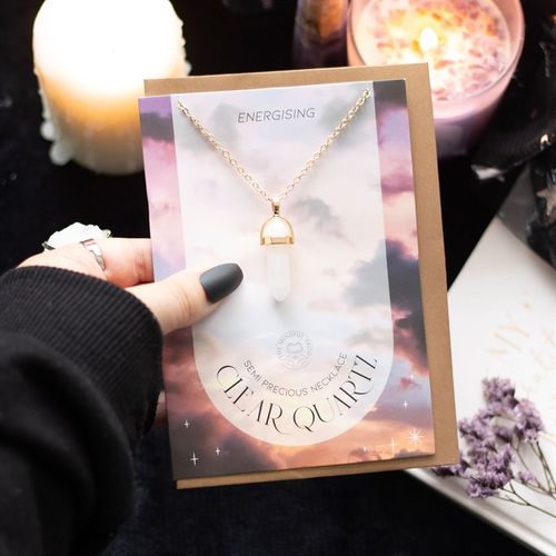Clear Quartz Crystal Necklace Card From Witch, Please!