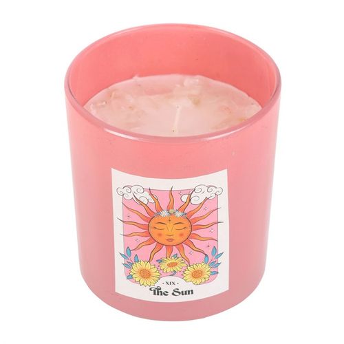 The Sun Rose Quartz Crystal Chip Candle at Witch, Please!.