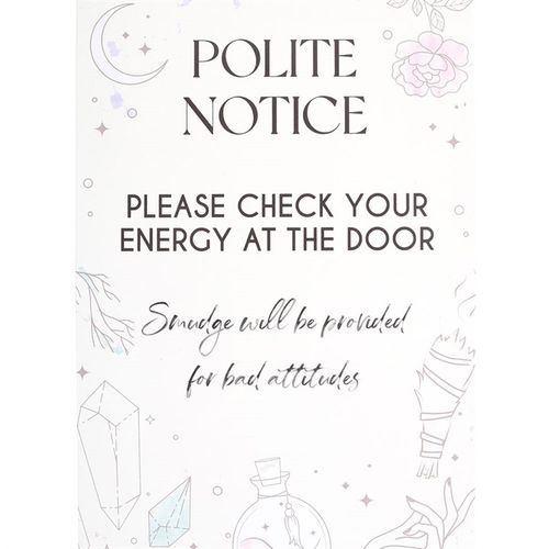 Check Your Energy at the Door Metal Hanging Sign From Witch, Please!