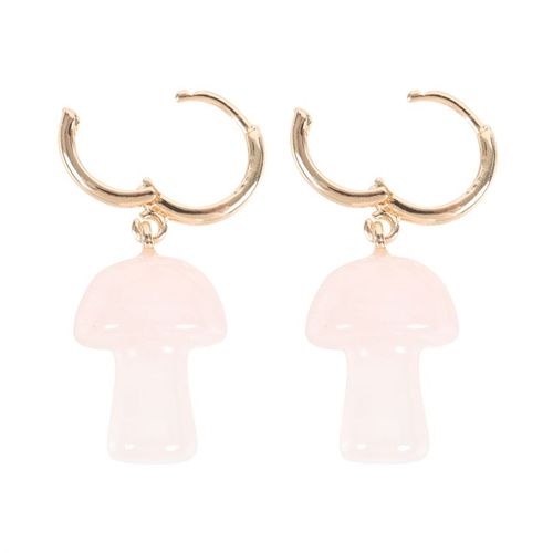 Rose Quartz Crystal Mushroom Earrings From Witch, Please!