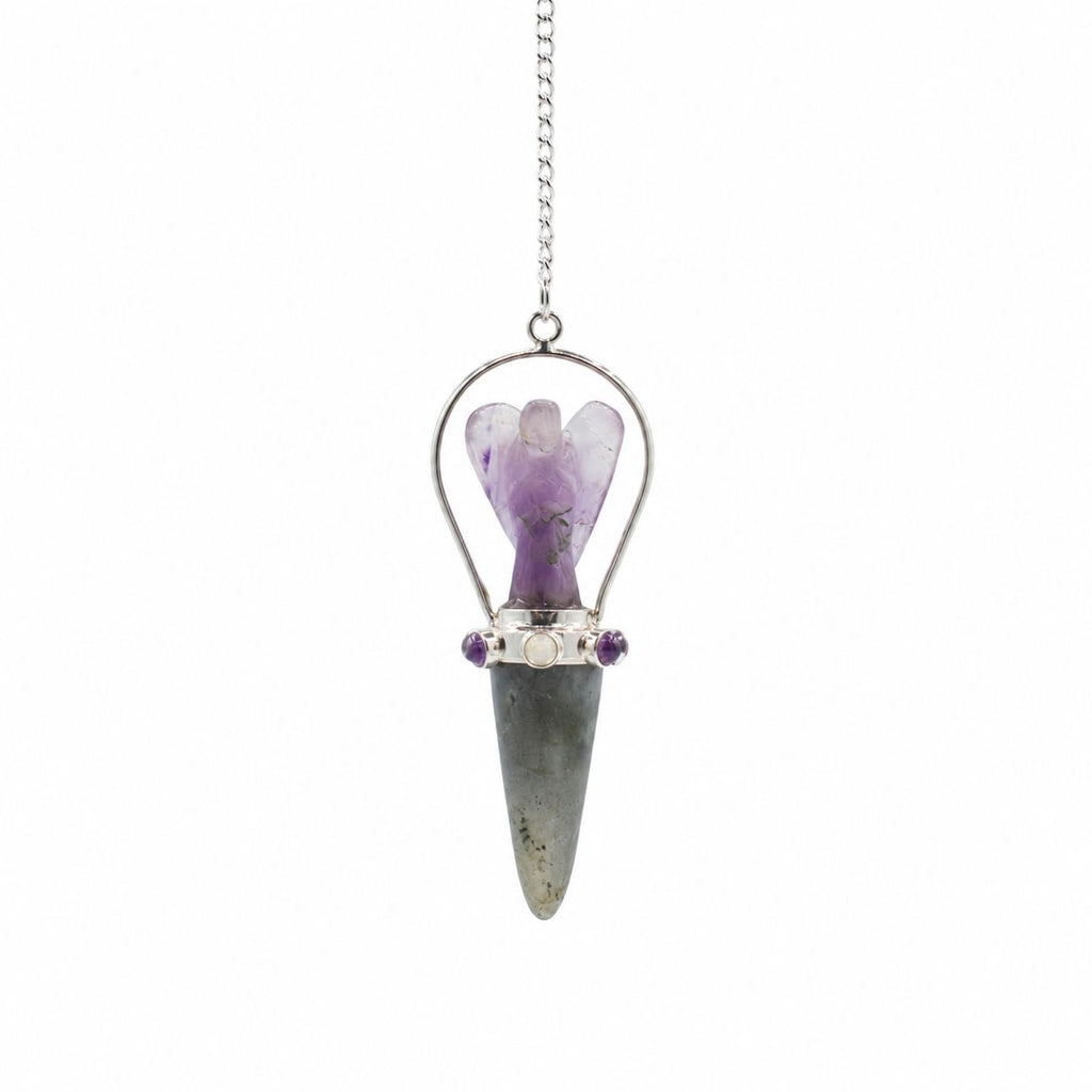 Veilwalker - Two Piece Angel Pendulum - Chakra Band - Labradorite & Amethyst Special Gemstone Pendulums