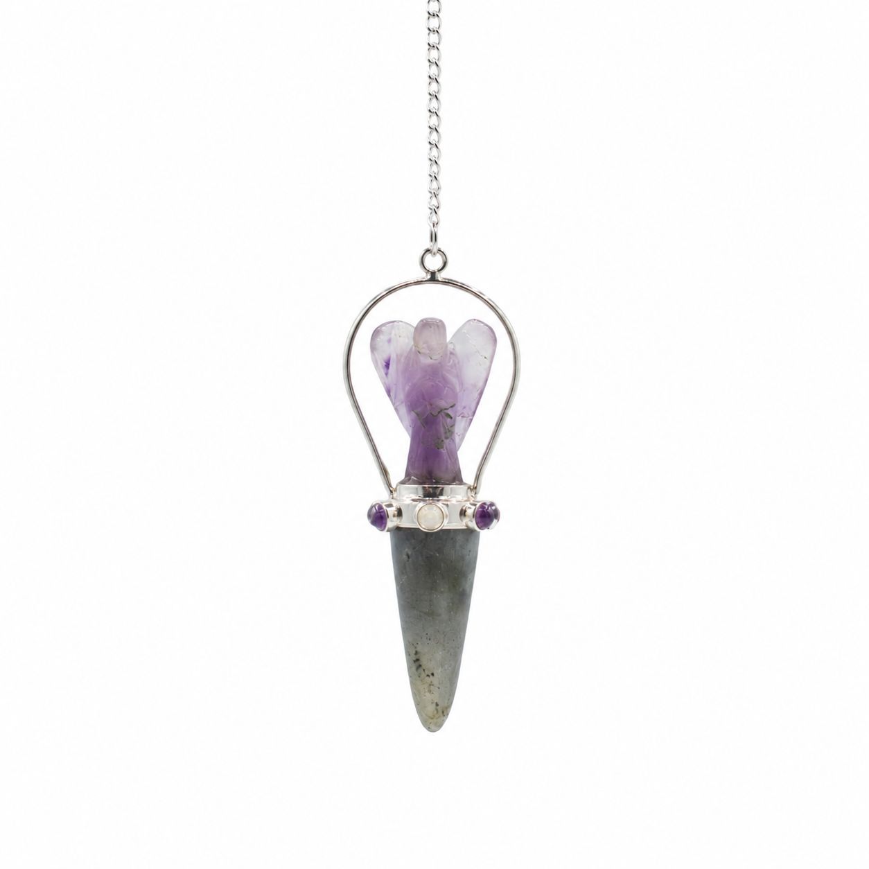 Veilwalker - Two Piece Angel Pendulum - Chakra Band - Labradorite & Amethyst Special Gemstone Pendulums
