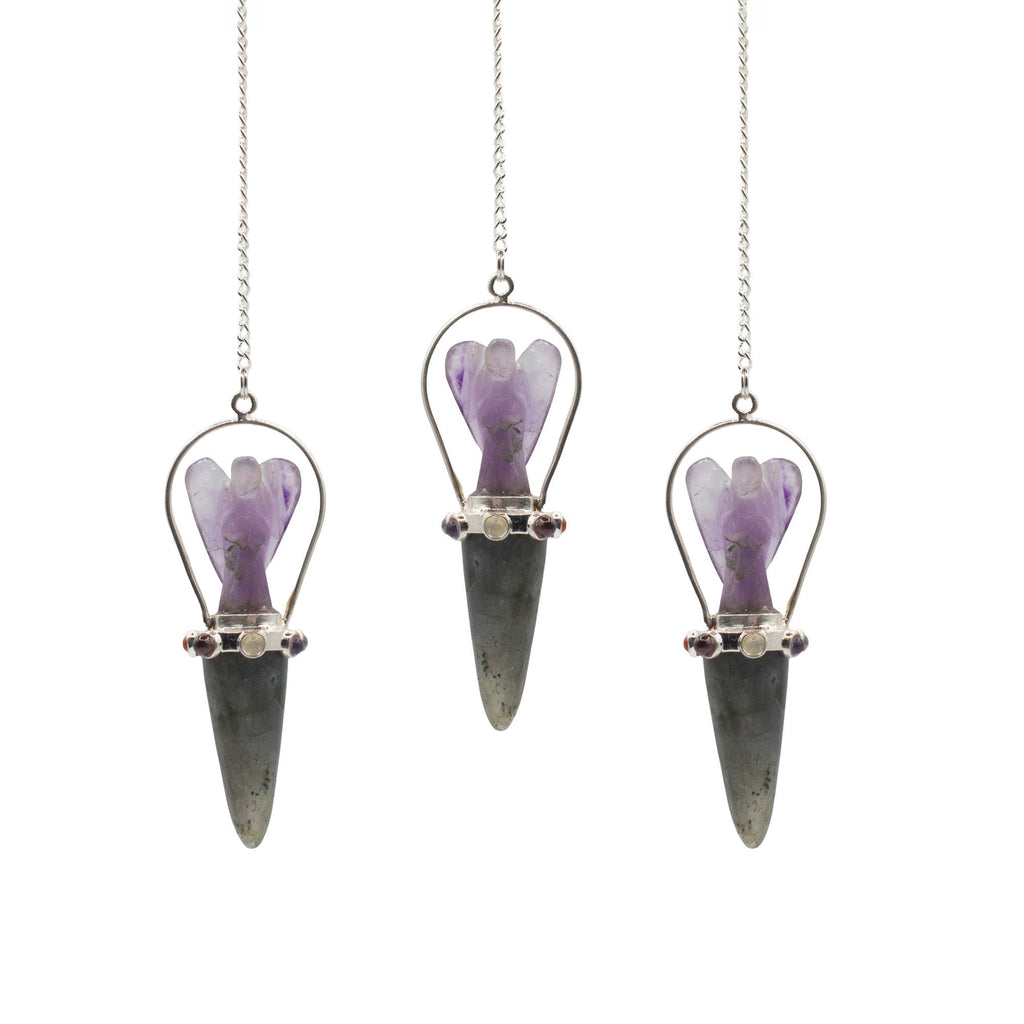 Veilwalker - Two Piece Angel Pendulum - Chakra Band - Labradorite & Amethyst Special Gemstone Pendulums