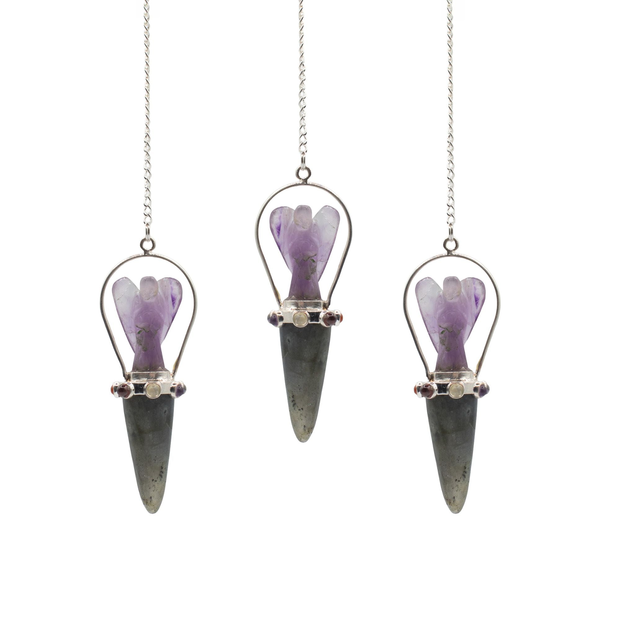 Veilwalker - Two Piece Angel Pendulum - Chakra Band - Labradorite & Amethyst Special Gemstone Pendulums