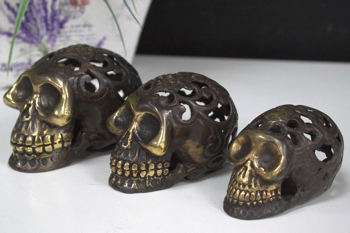 Vintage Brass Skull - Lrg Fengshui Objects