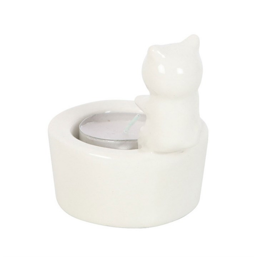 Warm Paws Happy Heart Cat Tealight Holder Candle