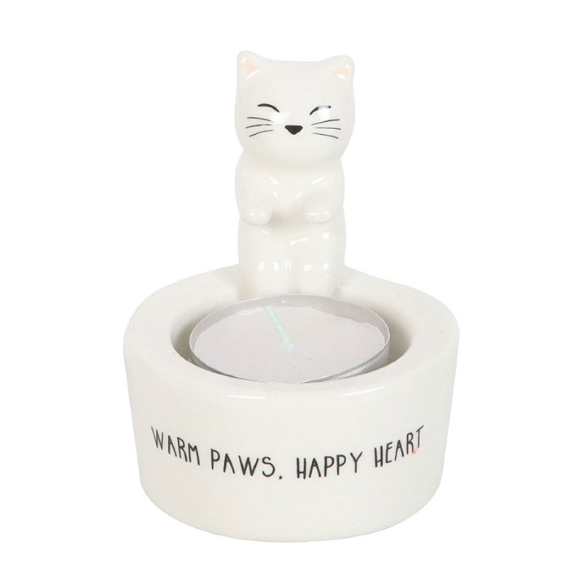Warm Paws Happy Heart Cat Tealight Holder Candle