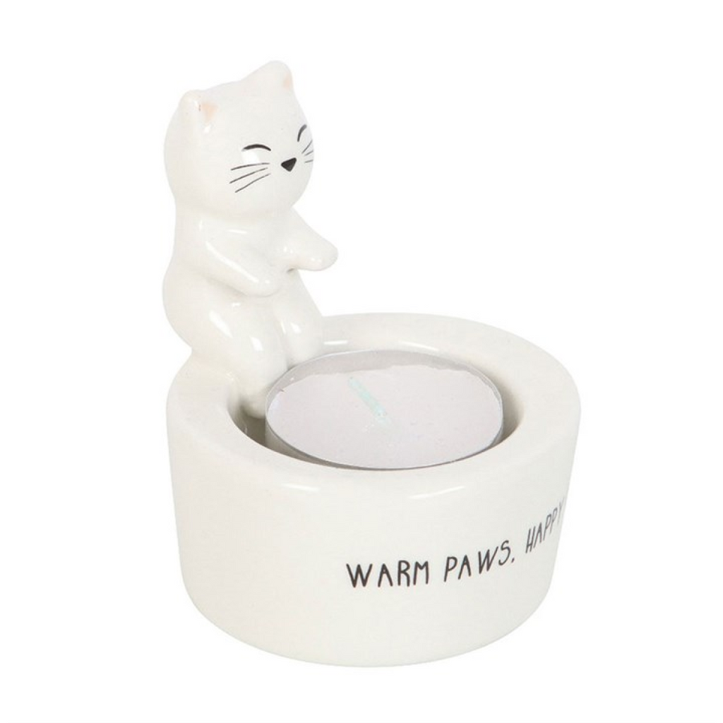Warm Paws Happy Heart Cat Tealight Holder Candle