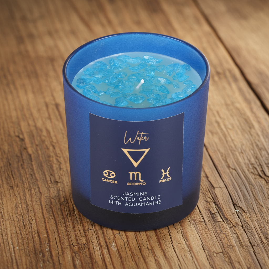 Water Element Jasmine Crystal Chip Candle