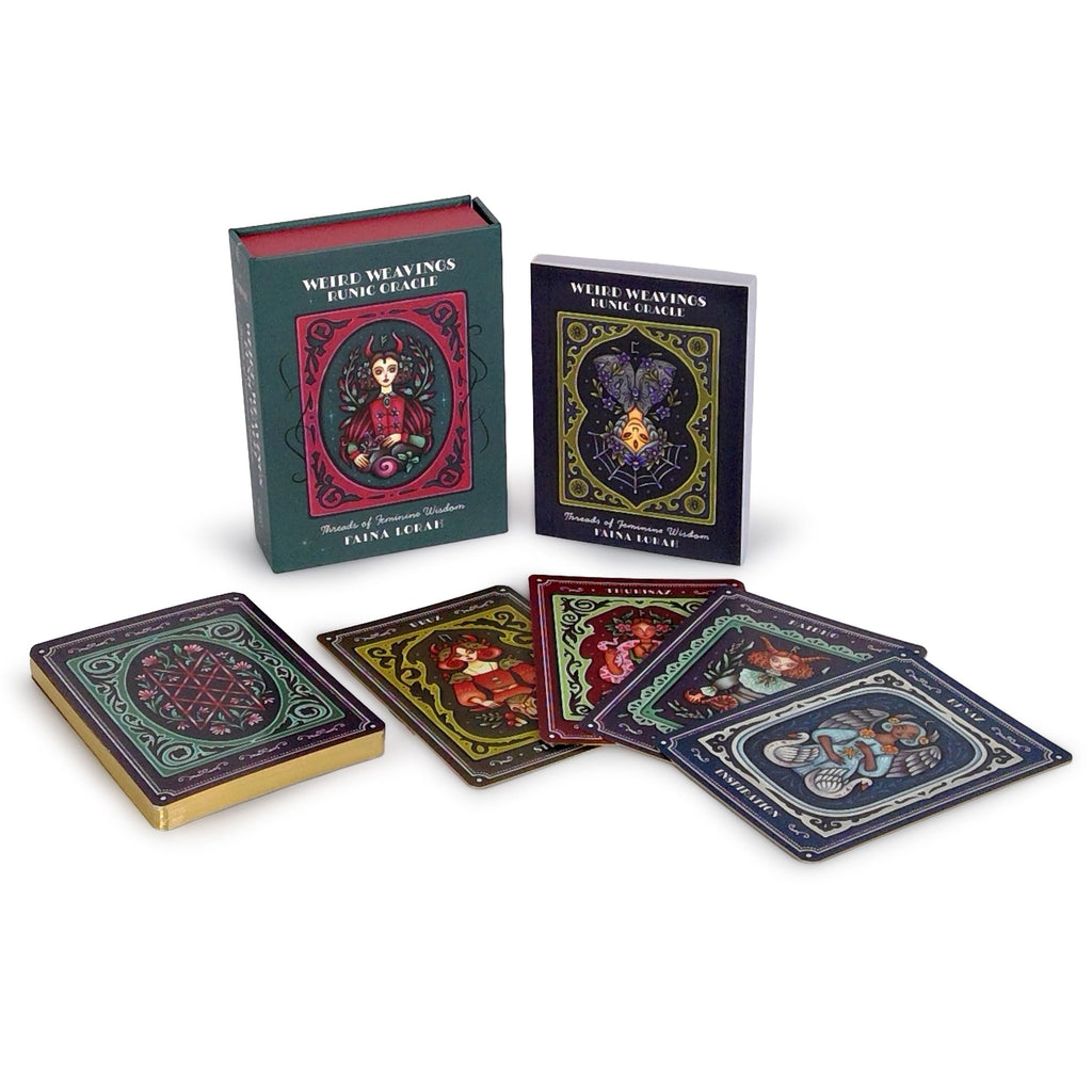 Weird Weavings Runic Oracle : Threads of Feminine Wisdom (Oracle Kit Box Set with 24 Cards and Guide Book)