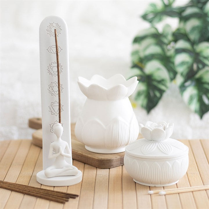 White Lotus Flower Trinket Box