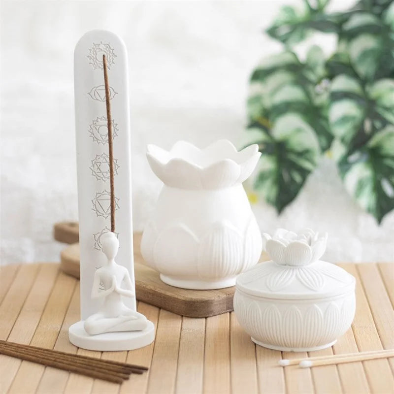 White Lotus Flower Trinket Box